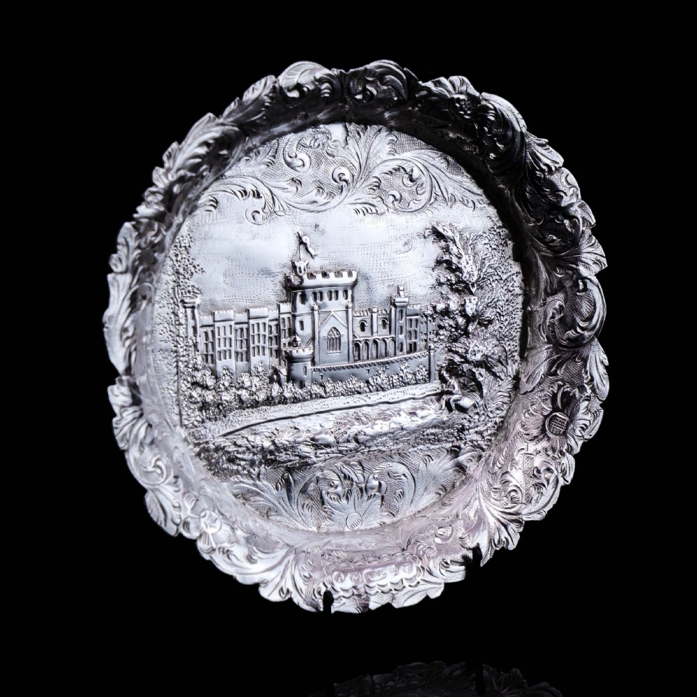 Antique Solid Sterling Silver 'Castle Top' Dish/Pin Tray, Windsor Castle - Taylor & Perry 1843 View IV