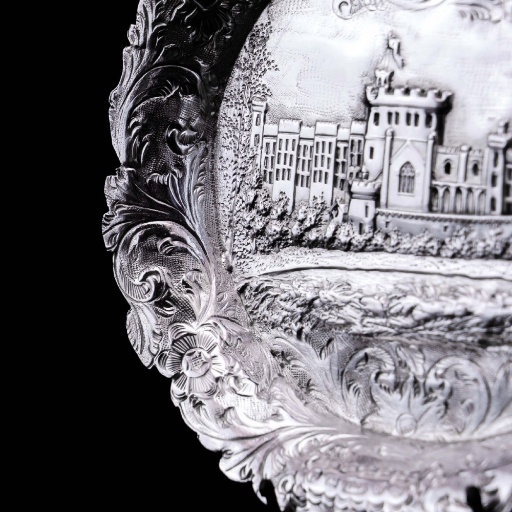 Antique Solid Sterling Silver 'Castle Top' Dish/Pin Tray, Windsor Castle - Taylor & Perry 1843 View VII
