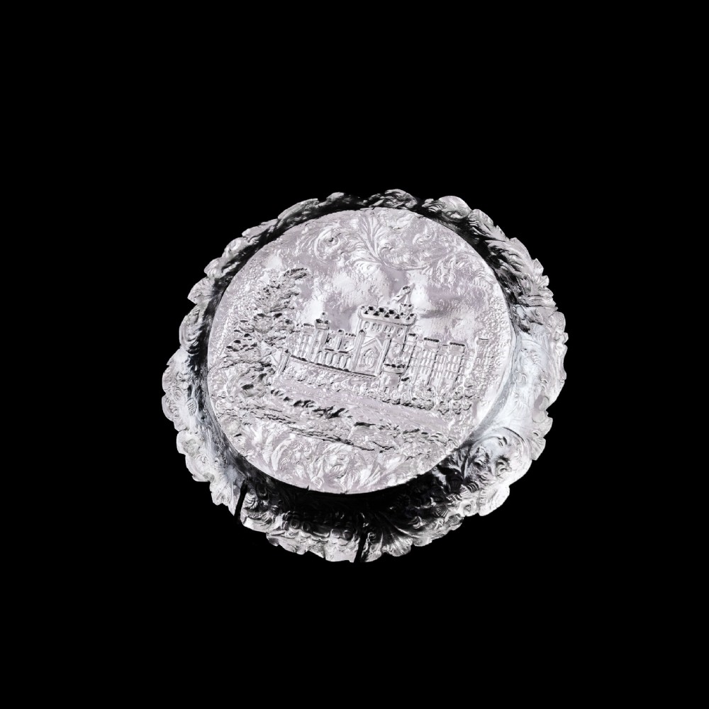 Antique Solid Sterling Silver 'Castle Top' Dish/Pin Tray, Windsor Castle - Taylor & Perry 1843 View VIII