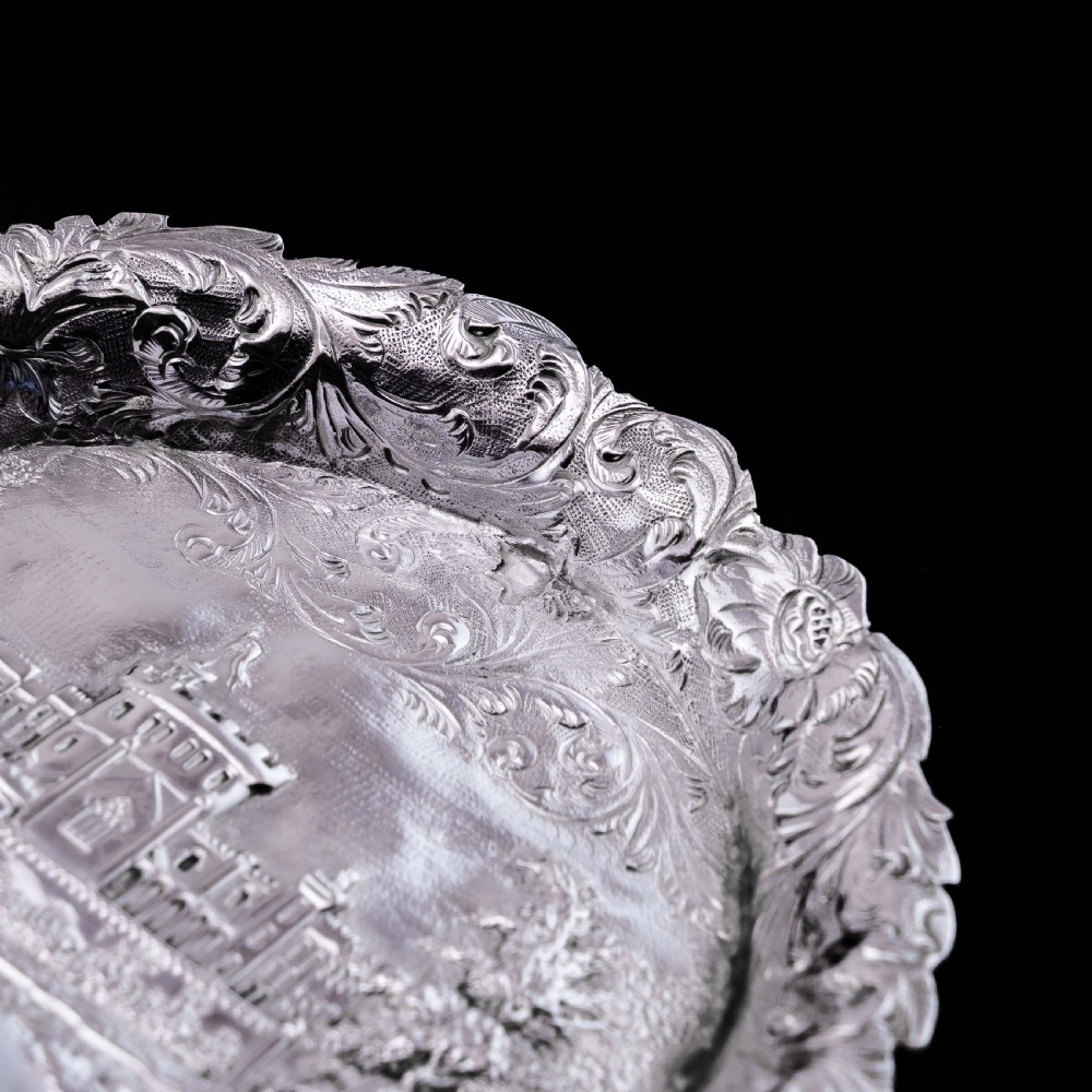 Antique Solid Sterling Silver 'Castle Top' Dish/Pin Tray, Windsor Castle - Taylor & Perry 1843 View XI