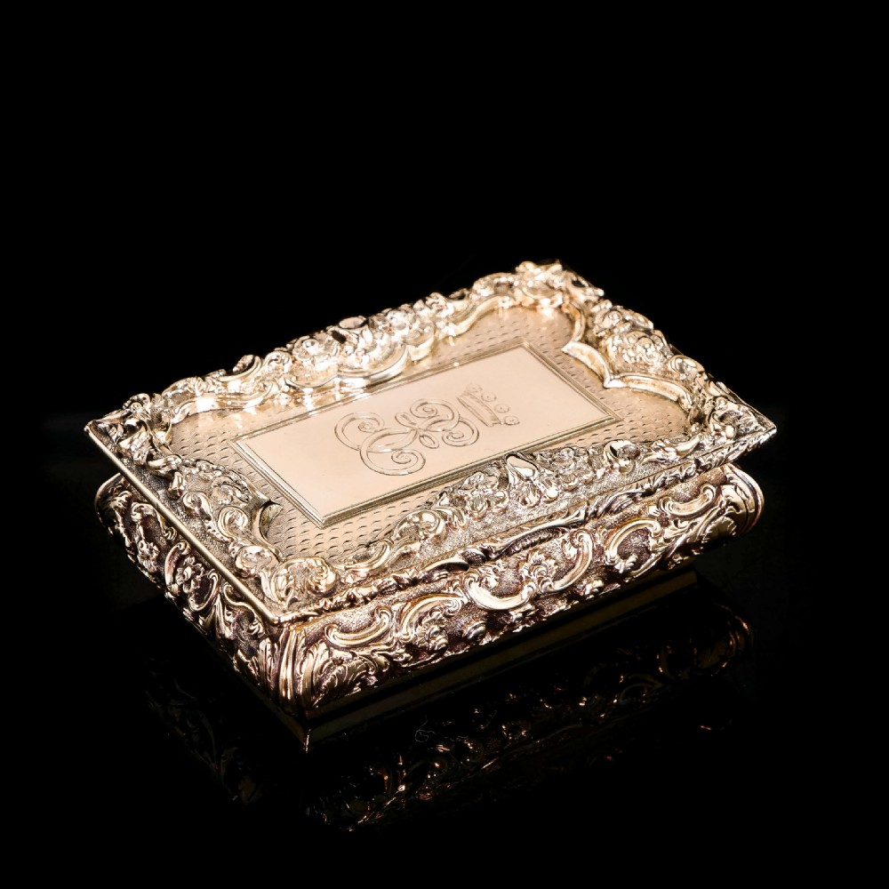 Antique Silver Gilt Table Snuff Box - Yapp & Woodward 1847 View XV