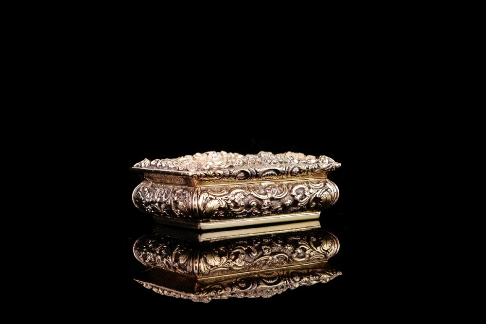 Antique Silver Gilt Table Snuff Box - Yapp & Woodward 1847 View XVI