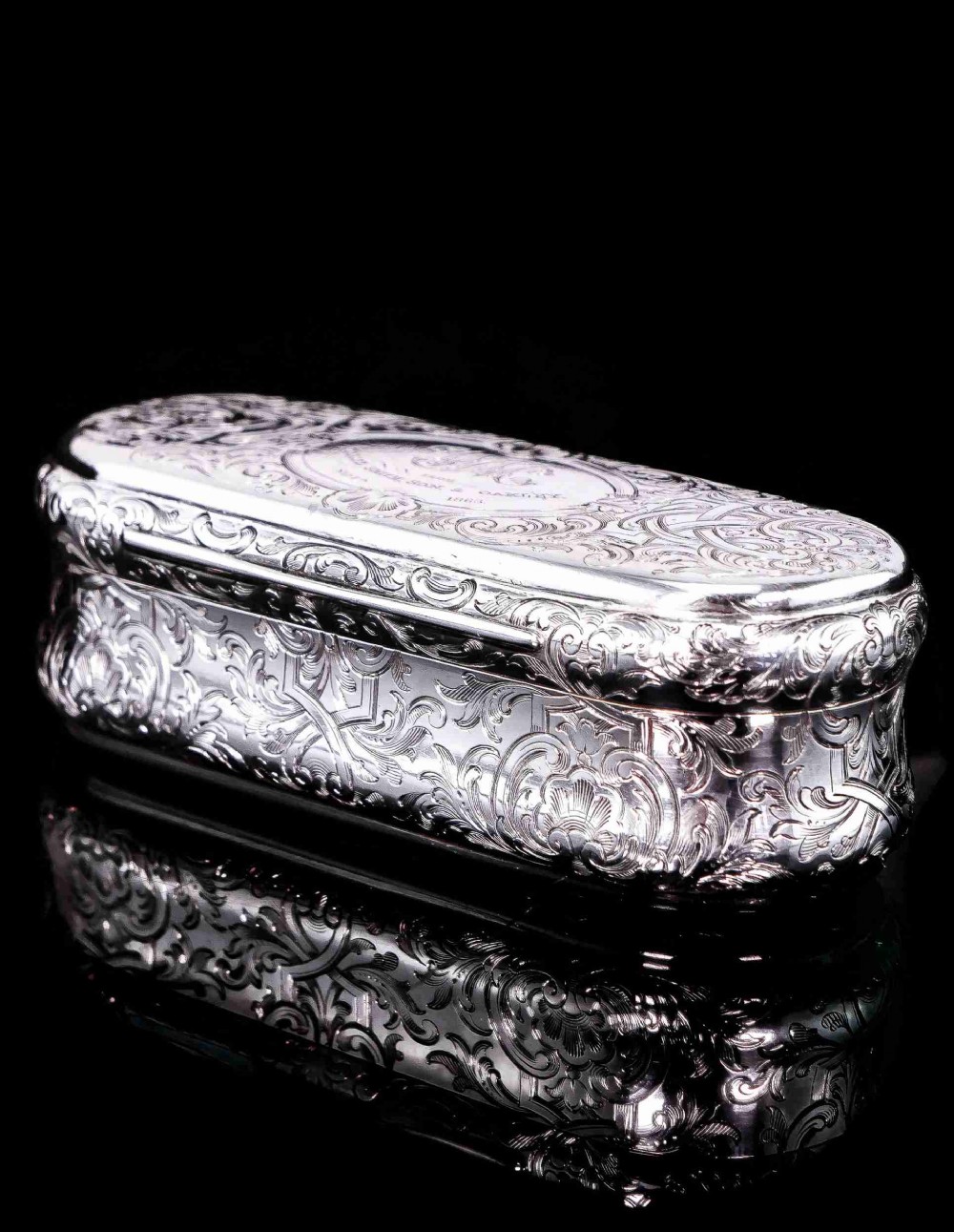 Antique Victorian Solid Silver Snuff Box Oval/Oblong Shape - Charles Rawlings & William Summers 1849
