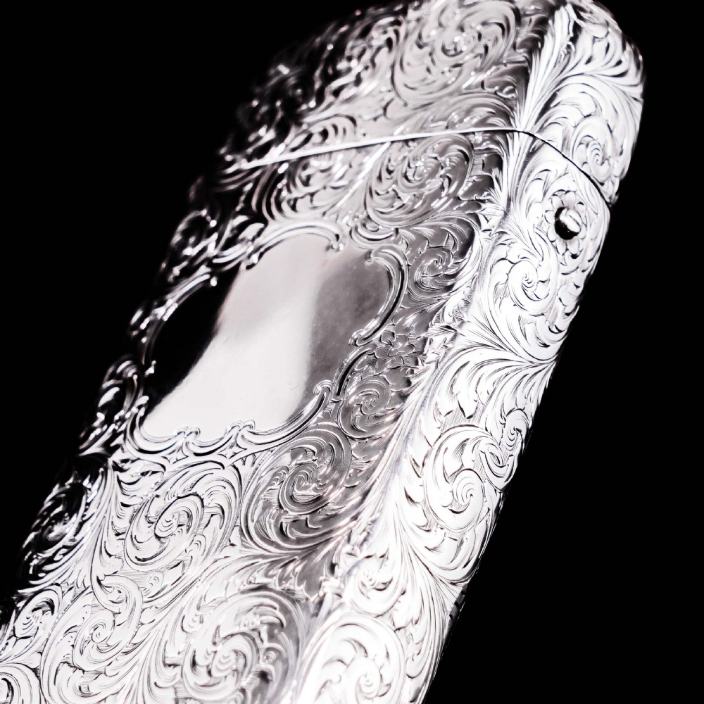 Antique Victorian Solid Silver Cigar Cheroot Case - Nathaniel Mills 1853 View VII