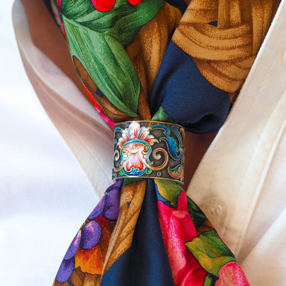 Antique Russian Silver Cloisonne Enamel Scarf/Napkin Ring - c.1900 View VIII