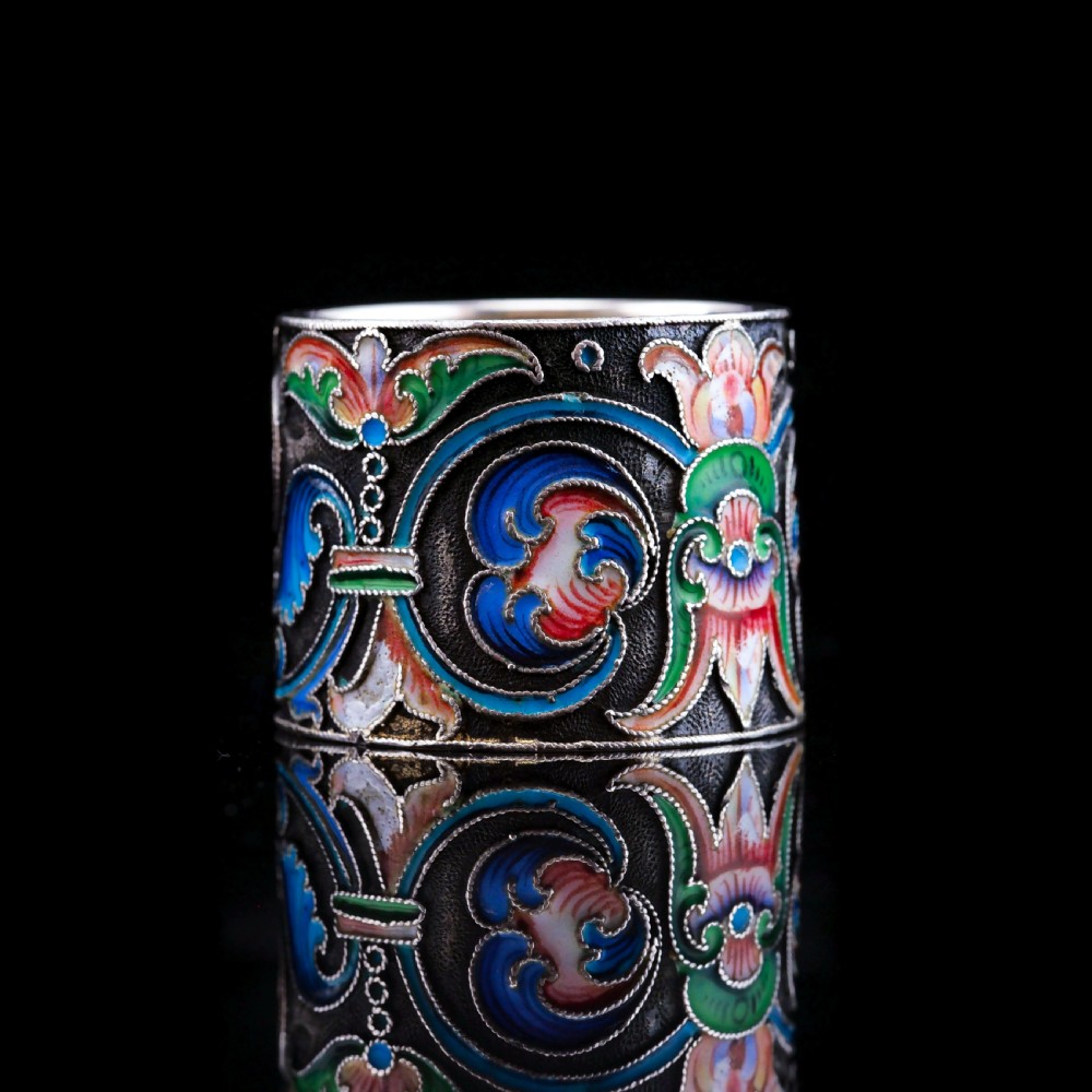 Antique Russian Silver Cloisonne Enamel Scarf/Napkin Ring - c.1900 View XII