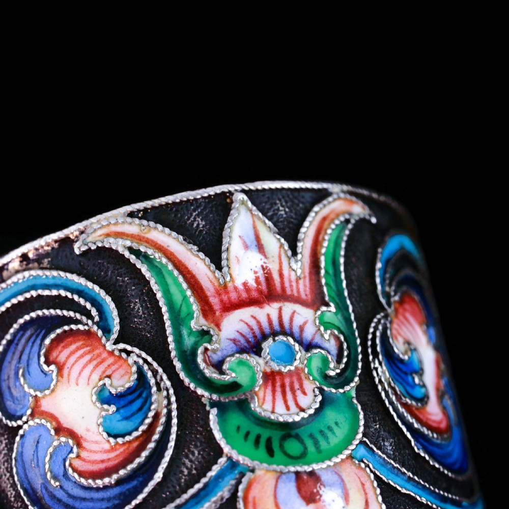 Antique Russian Silver Cloisonne Enamel Scarf/Napkin Ring - c.1900 View XXI