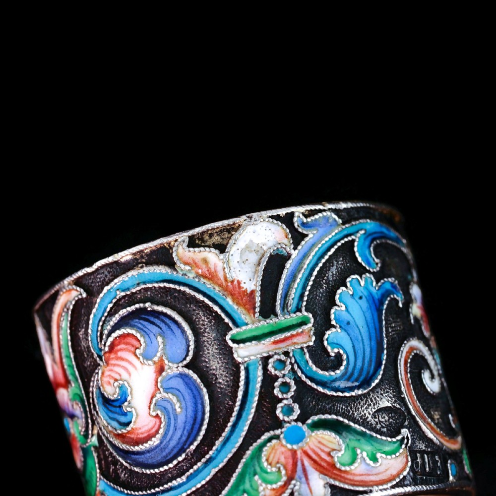 Antique Russian Silver Cloisonne Enamel Scarf/Napkin Ring - c.1900 View XXII