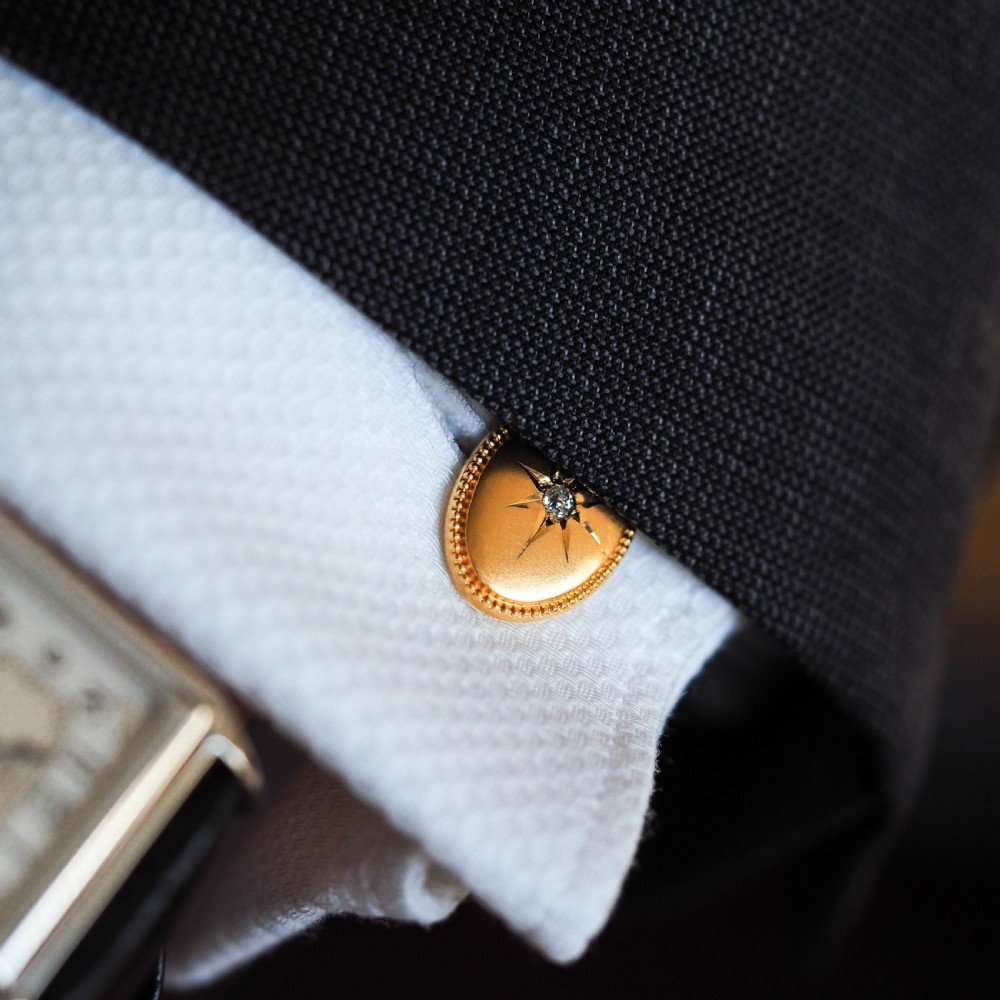 Antique Victorian Diamond & 14ct Gold Star Cufflinks - c.1880 View VIII