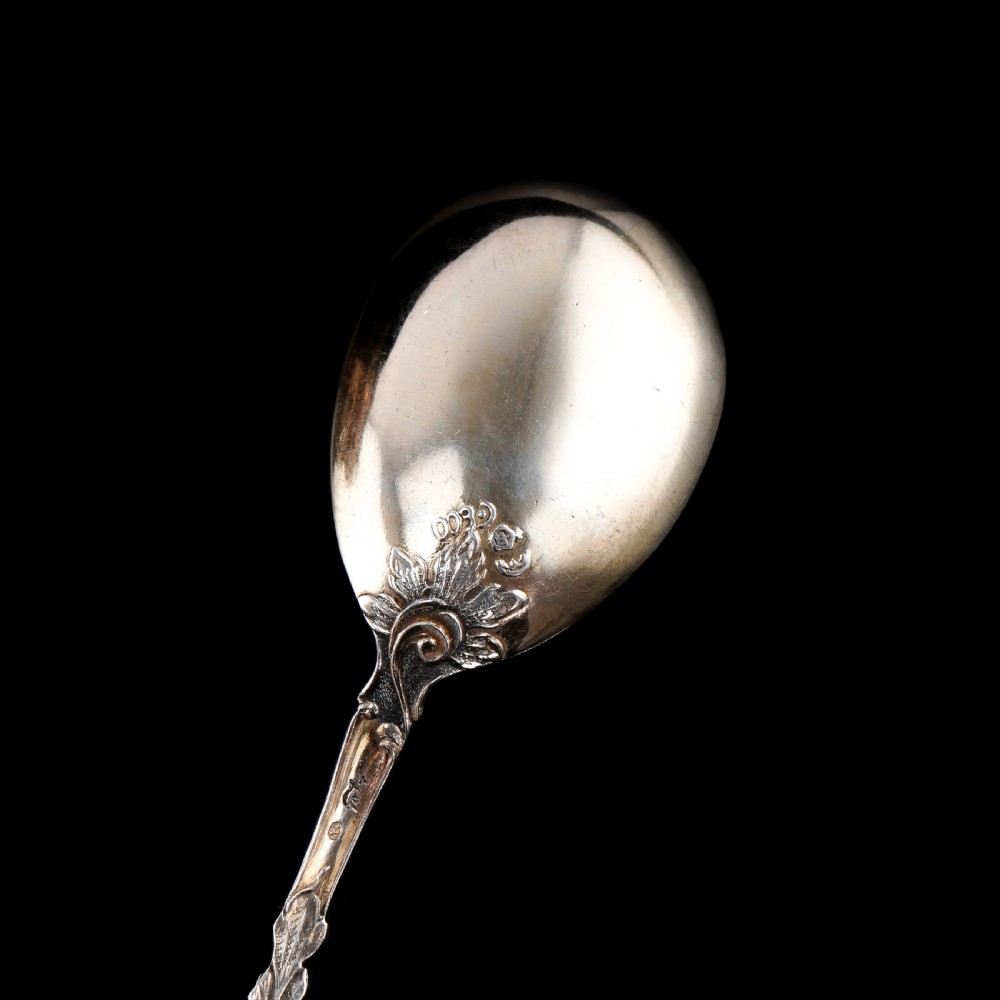 Antique German Solid Silver Icecream Server & Spoons in Rococo Style - c.1900 View XIII
