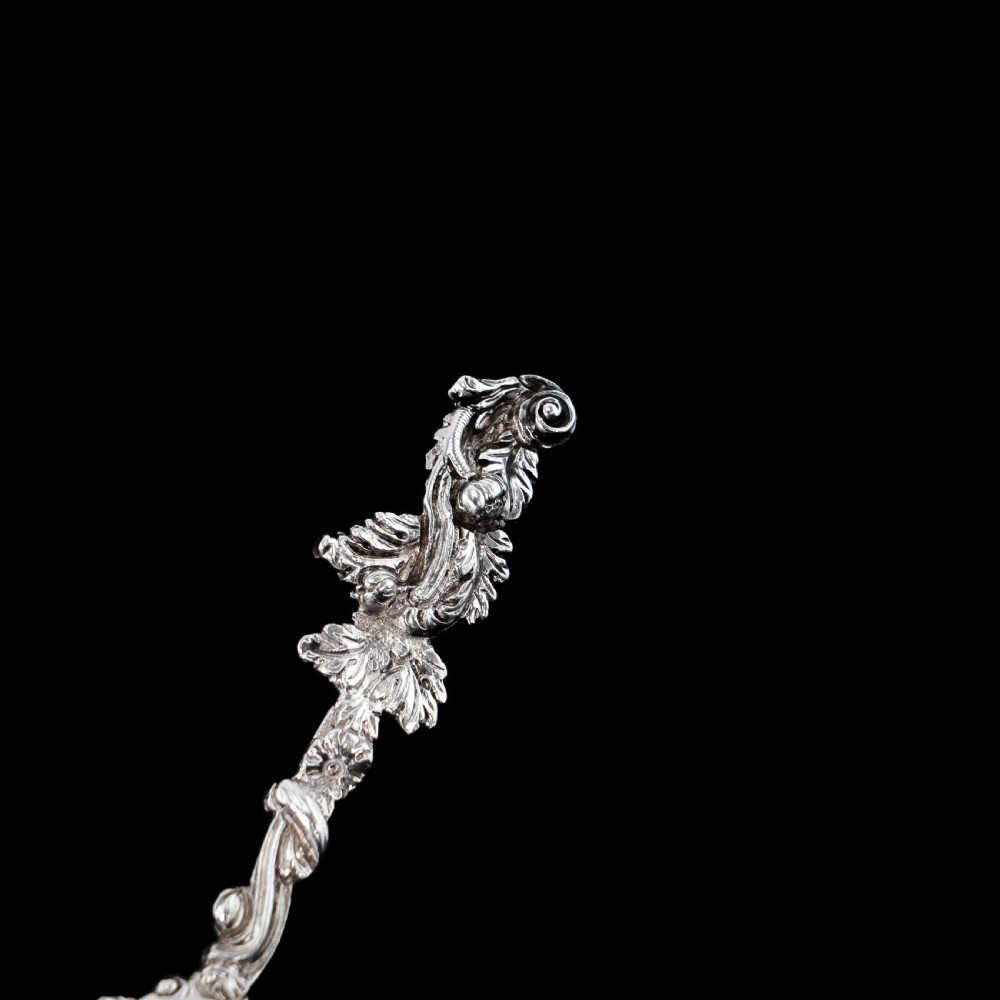 Antique Georgian Silver Salt Spoons Rococo Shell Design - 1824 View IX