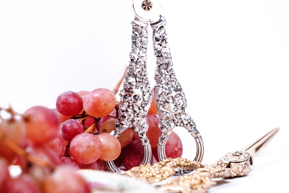 Magnificent Antique Georgian Solid Silver Grape Scissors/Shears with Figural Bacchanalia Masks - London c.1830 View VIII