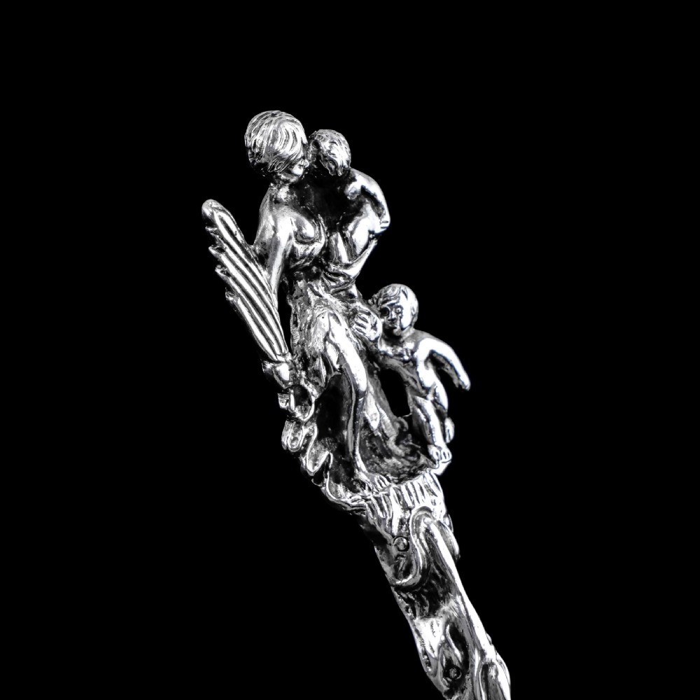 Rare Antique Victorian Solid Silver Sugar Sifter/Caster Spoon with Figural Terminal - 1854 View VI