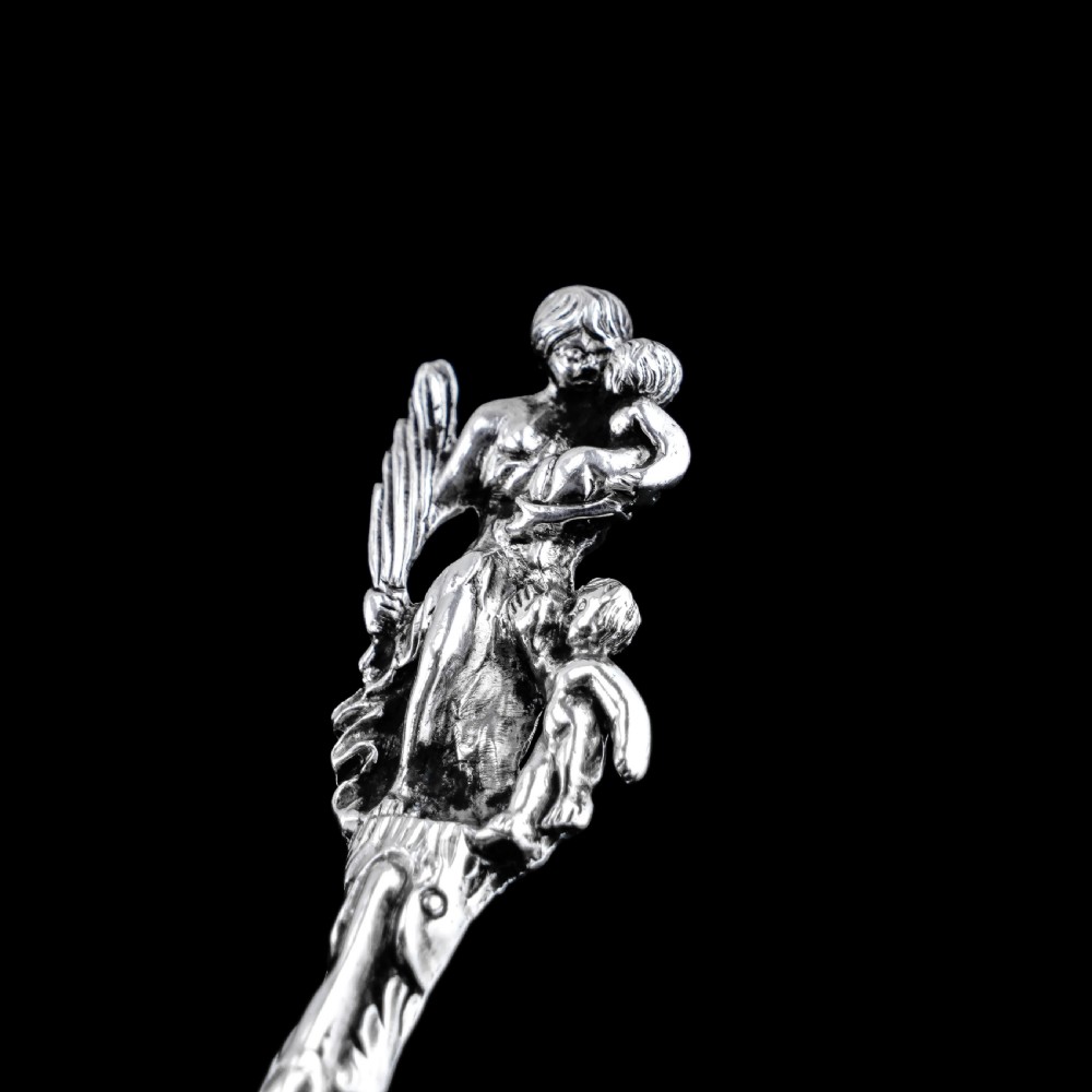 Rare Antique Victorian Solid Silver Sugar Sifter/Caster Spoon with Figural Terminal - 1854 View VIII