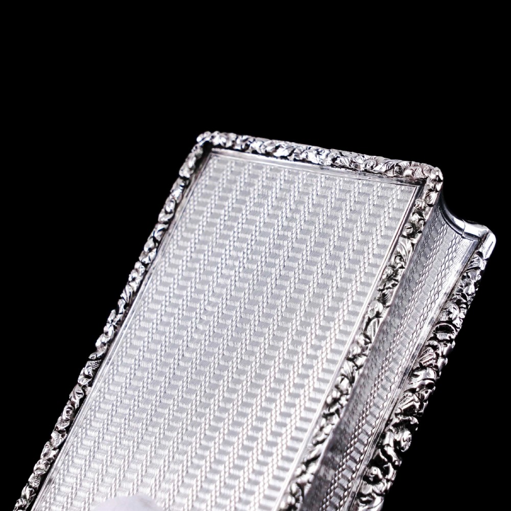 Antique Georgian Silver Table Snuff Box with Engine Turned & Floral Border Decorations - 1829 View VIII