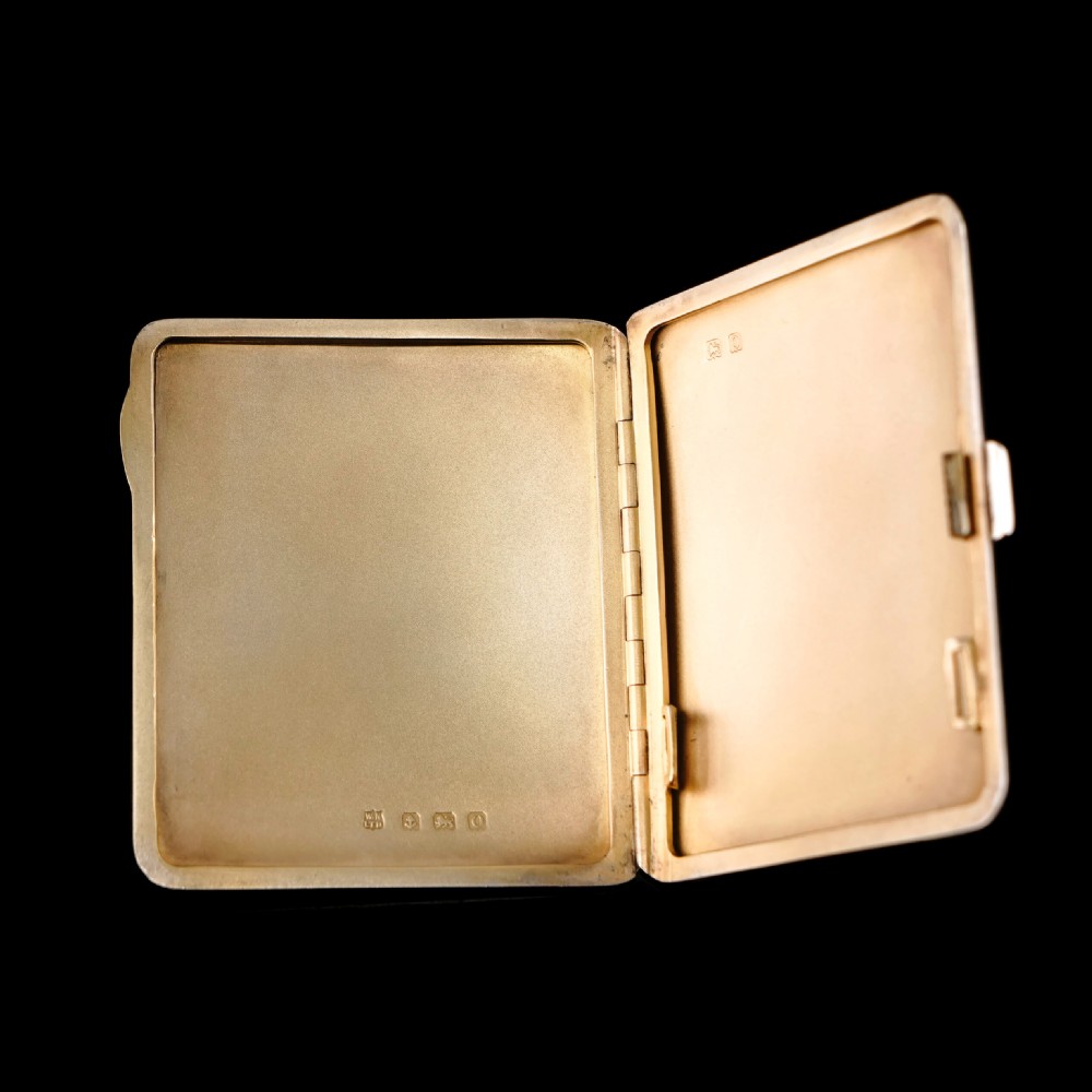 Antique Sterling Silver Guilloche Enamel Cigarette Case with Blue Sunburst Top - William Neale & Son Ltd 1913 View X