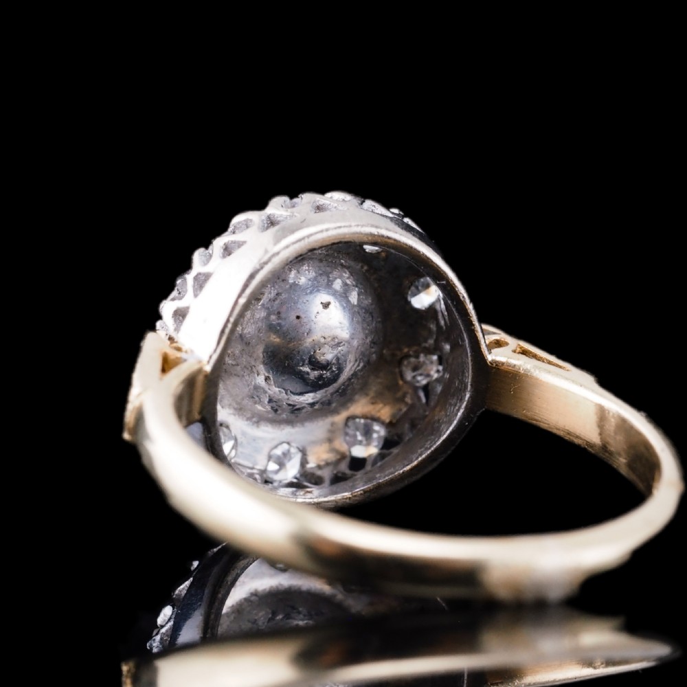 Antique Pearl & Diamond Cluster Ring 18ct Gold - c.1900s View XVIII