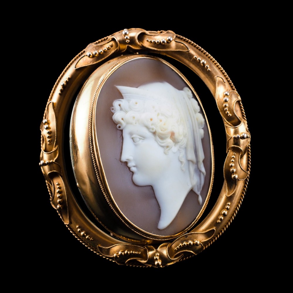 Antique Victorian Large 18K Gold Cameo Brooch Pendant Locket - c.1860 View IX