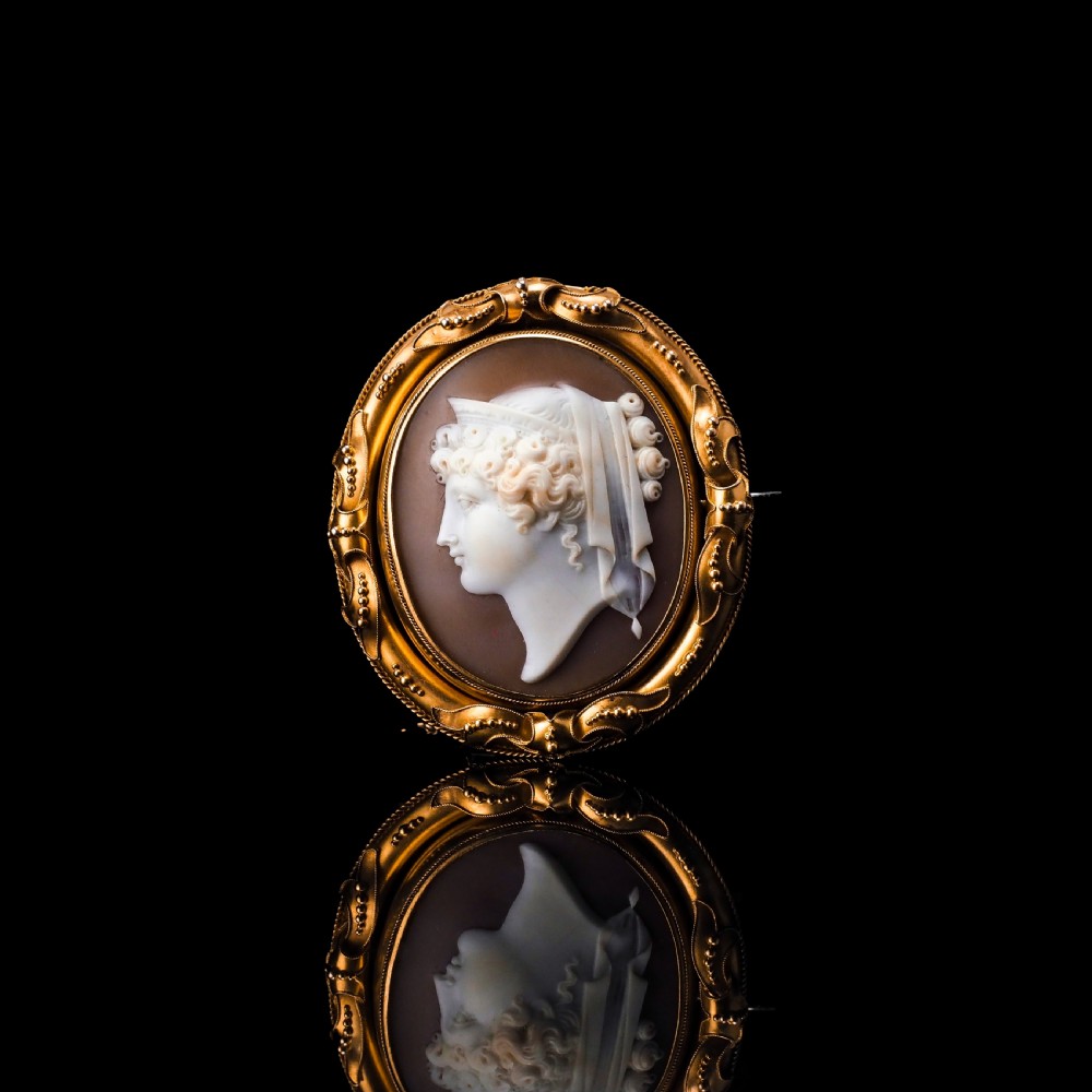 Antique Victorian Large 18K Gold Cameo Brooch Pendant Locket - c.1860 View XII