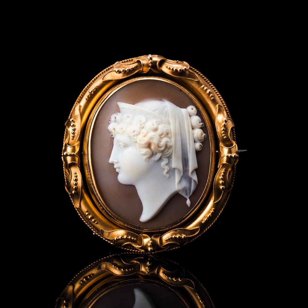 Antique Victorian Large 18K Gold Cameo Brooch Pendant Locket - c.1860 View XXVI