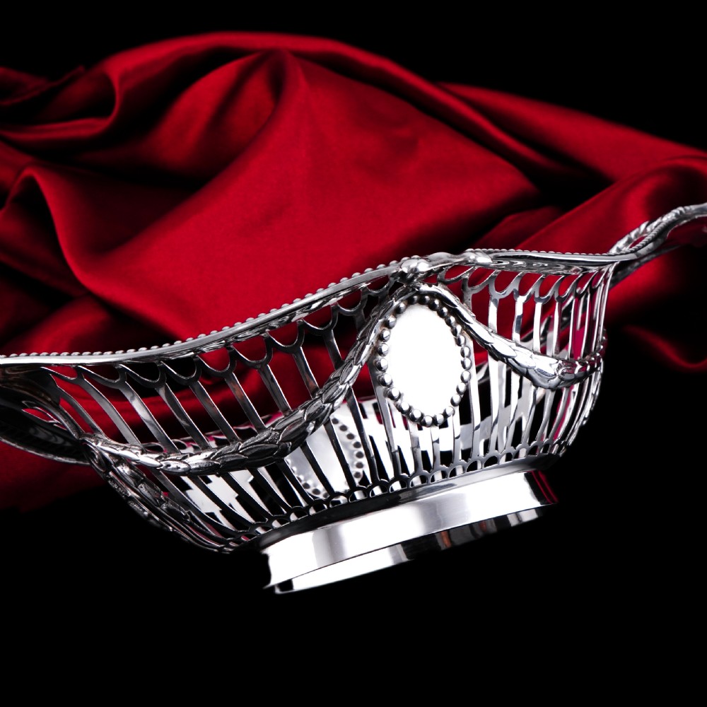 Antique Victorian Solid Silver Bowl/Basket in Neoclassical Style - William Hutton & Sons 1899 View IX