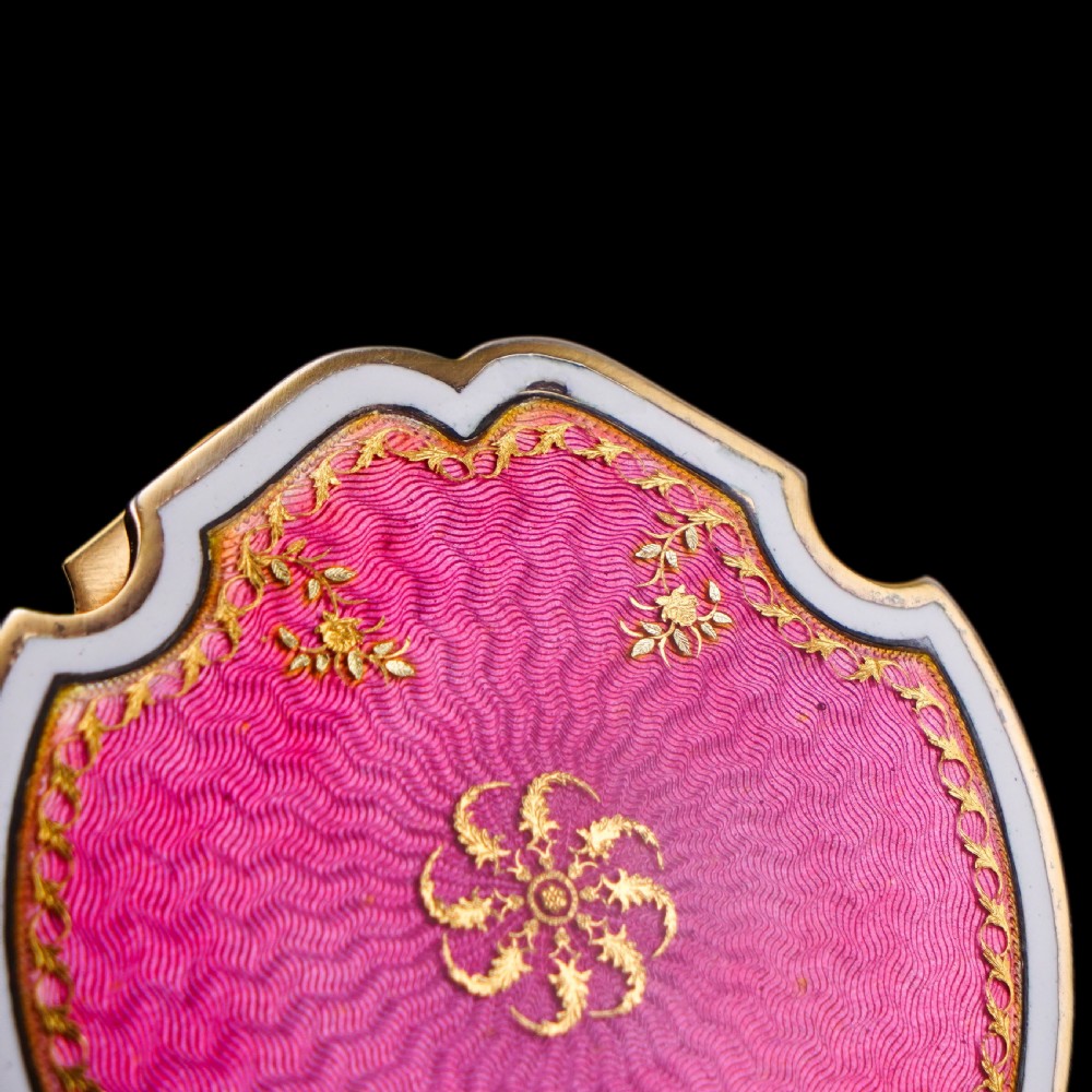 Antique French Solid Silver Gilt Pink Enamel Guilloche Large Paper Clip - c.1880 View IV