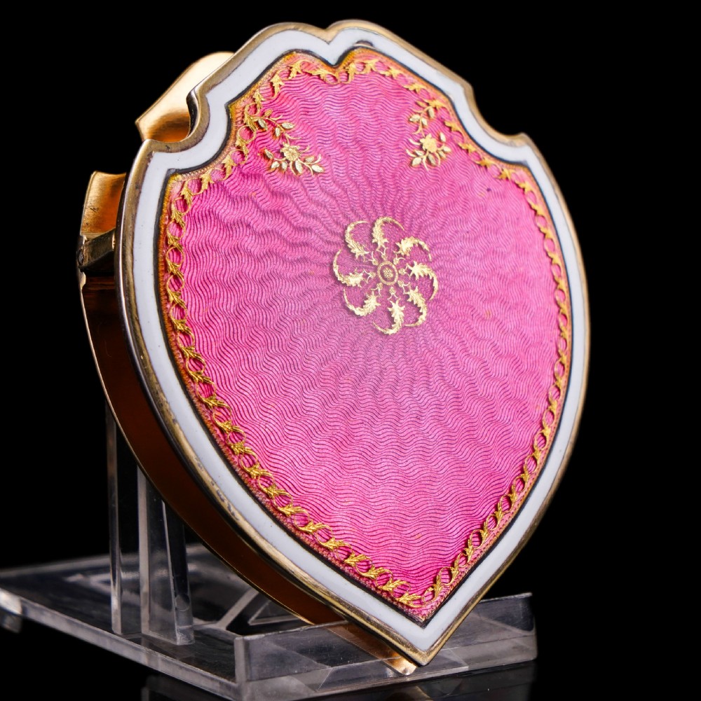 Antique French Solid Silver Gilt Pink Enamel Guilloche Large Paper Clip - c.1880 View V