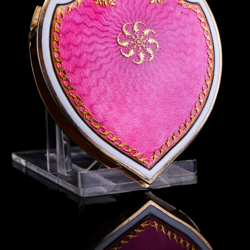Antique French Solid Silver Gilt Pink Enamel Guilloche Large Paper Clip - c.1880 View VIII