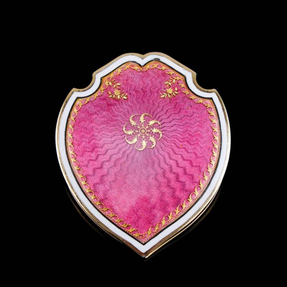 Antique French Solid Silver Gilt Pink Enamel Guilloche Large Paper Clip - c.1880 View IX