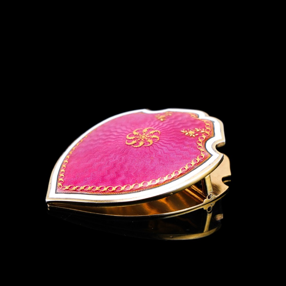Antique French Solid Silver Gilt Pink Enamel Guilloche Large Paper Clip - c.1880 View XIII