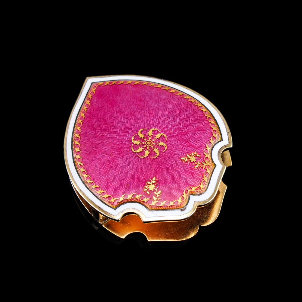 Antique French Solid Silver Gilt Pink Enamel Guilloche Large Paper Clip - c.1880 View XIV