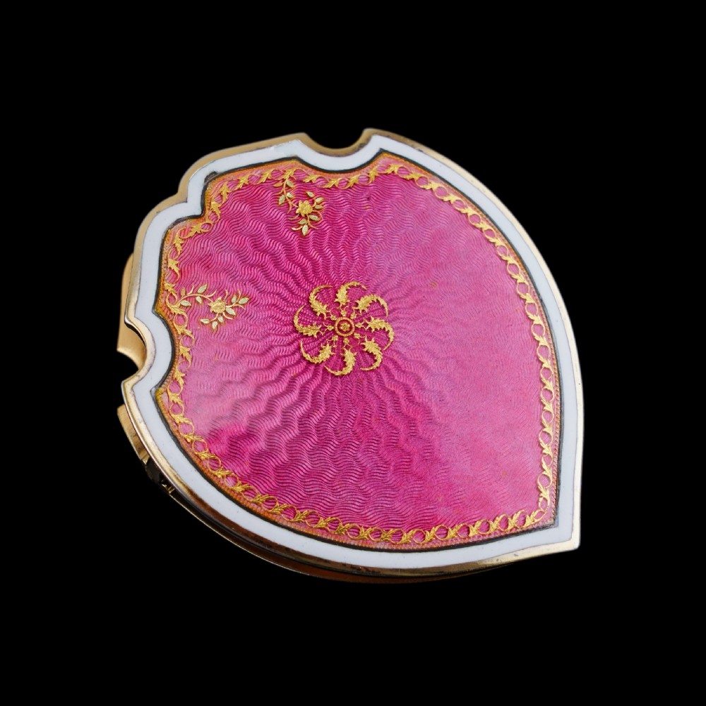 Antique French Solid Silver Gilt Pink Enamel Guilloche Large Paper Clip - c.1880 View XVI