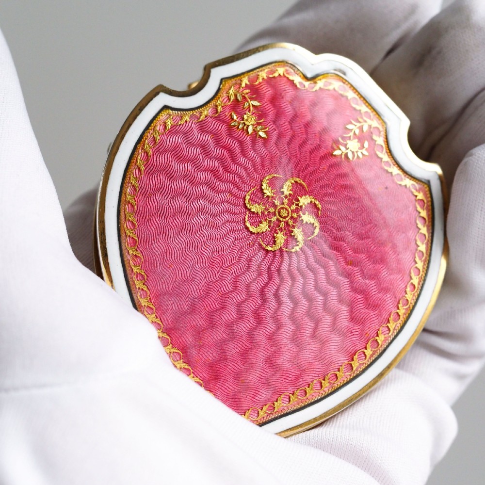 Antique French Solid Silver Gilt Pink Enamel Guilloche Large Paper Clip - c.1880 View XVIII