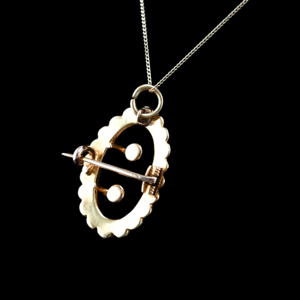 Antique Victorian 15ct Gold Seed Pearl Buckle Pendant Brooch Necklace - c.1890 View VI
