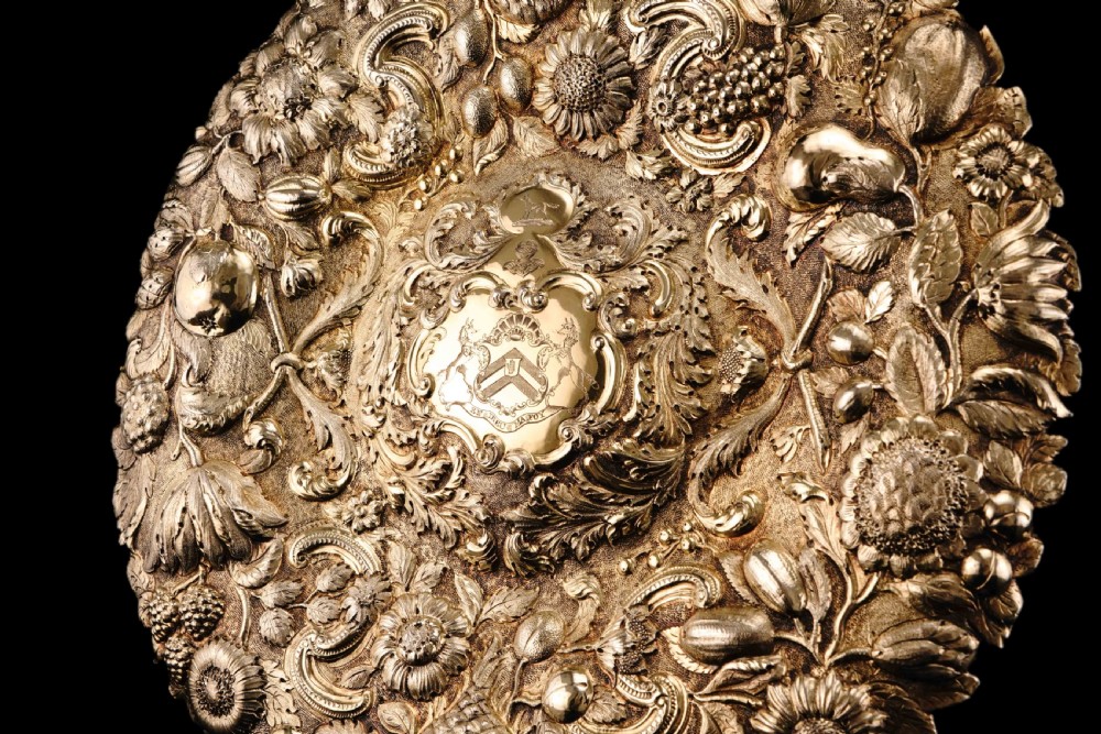 Antique Georgian Solid Silver Gilt Charger/Sideboard Dish Baronet Coat of Arms - London 1809 View XIII
