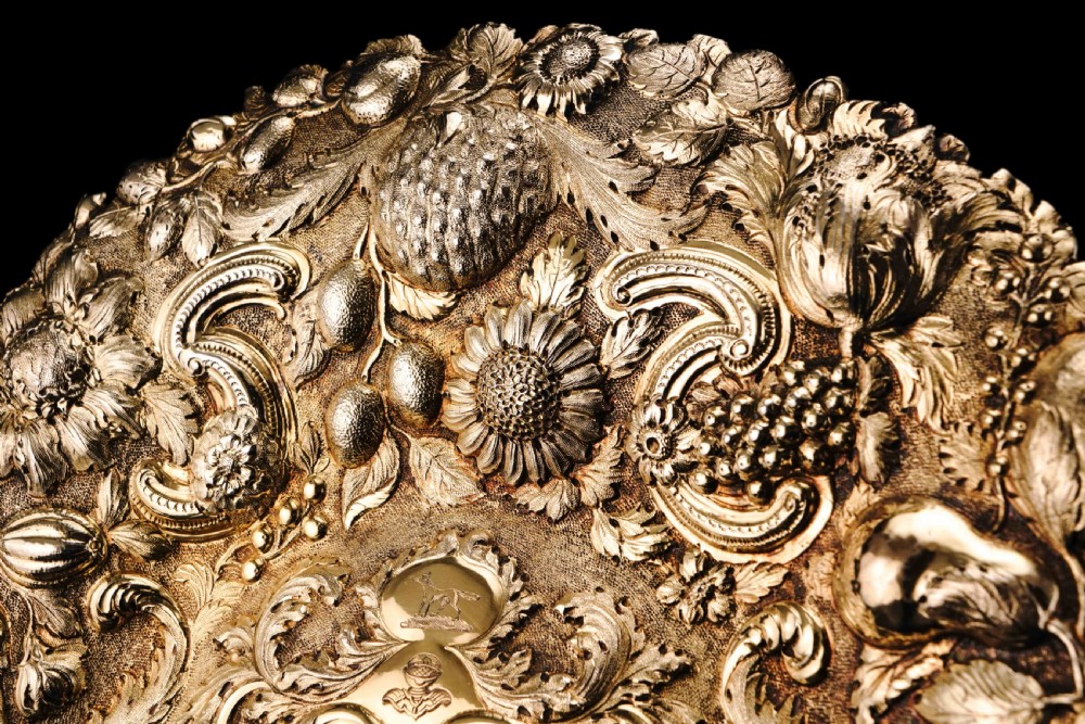 Antique Georgian Solid Silver Gilt Charger/Sideboard Dish Baronet Coat of Arms - London 1809 View XV