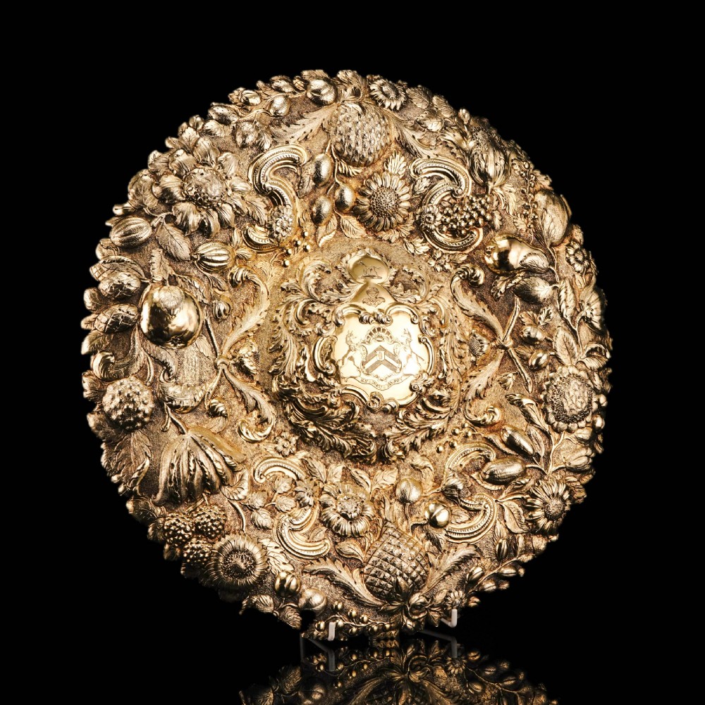 Antique Georgian Solid Silver Gilt Charger/Sideboard Dish Baronet Coat of Arms - London 1809 View XIX