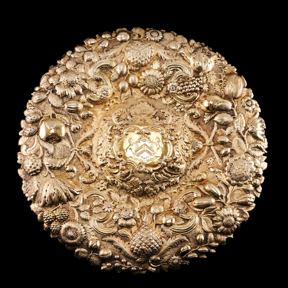Antique Georgian Solid Silver Gilt Charger/Sideboard Dish Baronet Coat of Arms - London 1809 View XXI