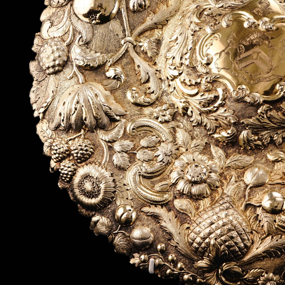 Antique Georgian Solid Silver Gilt Charger/Sideboard Dish Baronet Coat of Arms - London 1809 View XXII