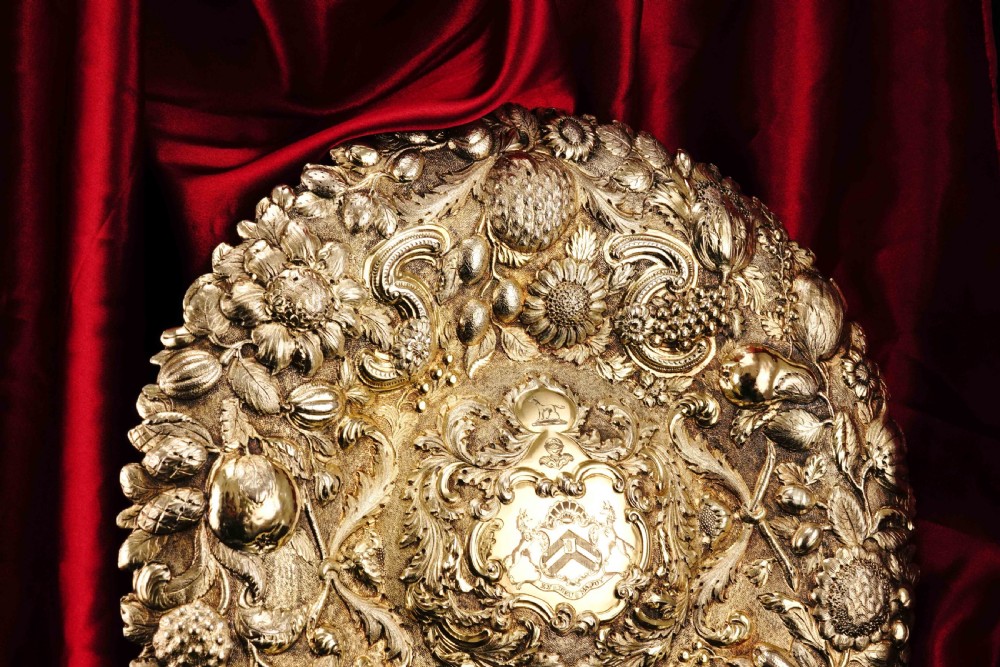 Antique Georgian Solid Silver Gilt Charger/Sideboard Dish Baronet Coat of Arms - London 1809 View XXVI