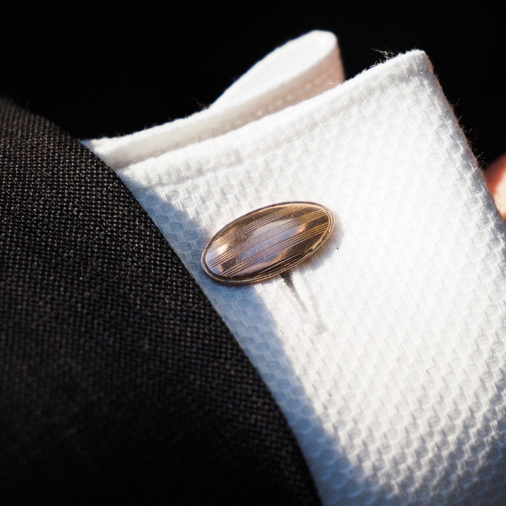 Antique Gold Cufflinks with Blue Guilloche Enamel 9ct Gold & Sterling Silver - Victorian c.1863 View XIII