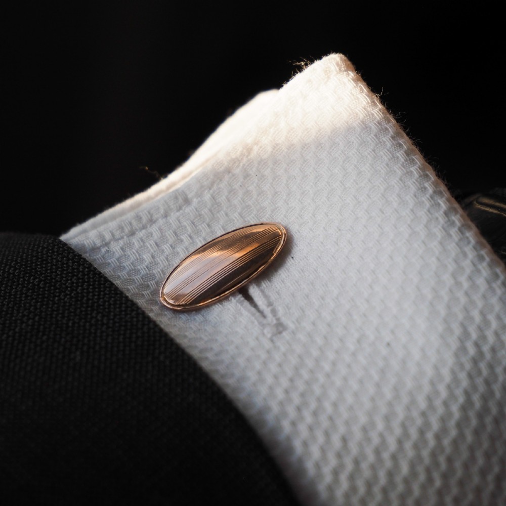 Antique Gold Cufflinks with Blue Guilloche Enamel 9ct Gold & Sterling Silver - Victorian c.1863 View XV