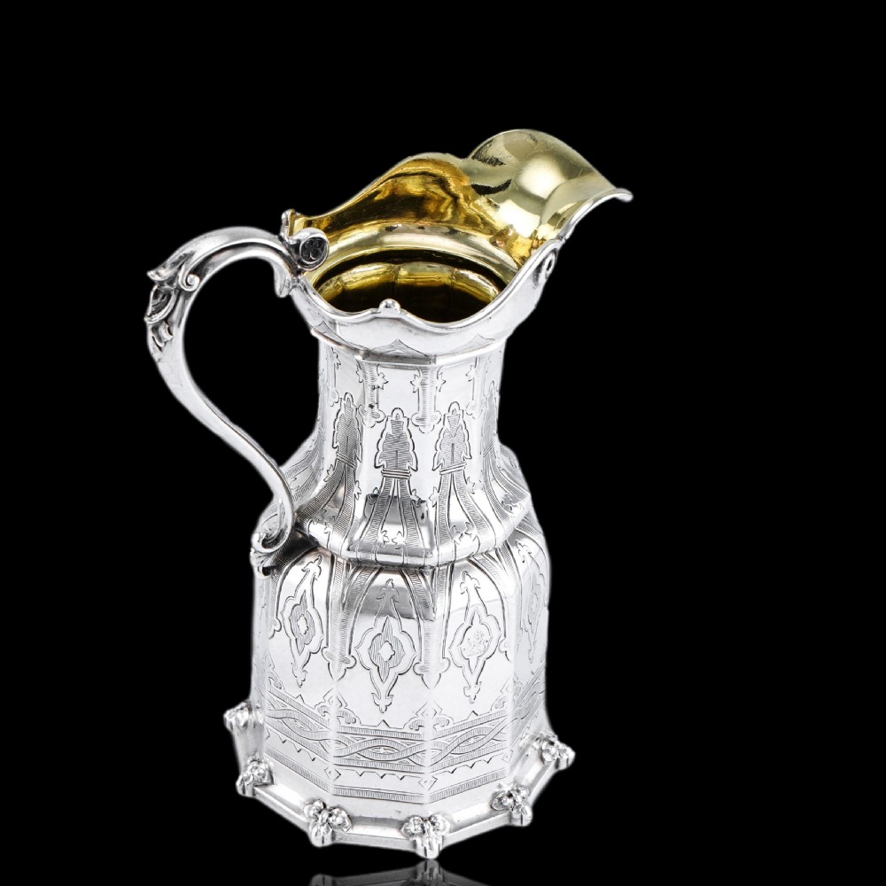Rare Antique Solid Silver Victorian Tea Set, 3 Piece Gothic Design - Elkington 1853 View XII