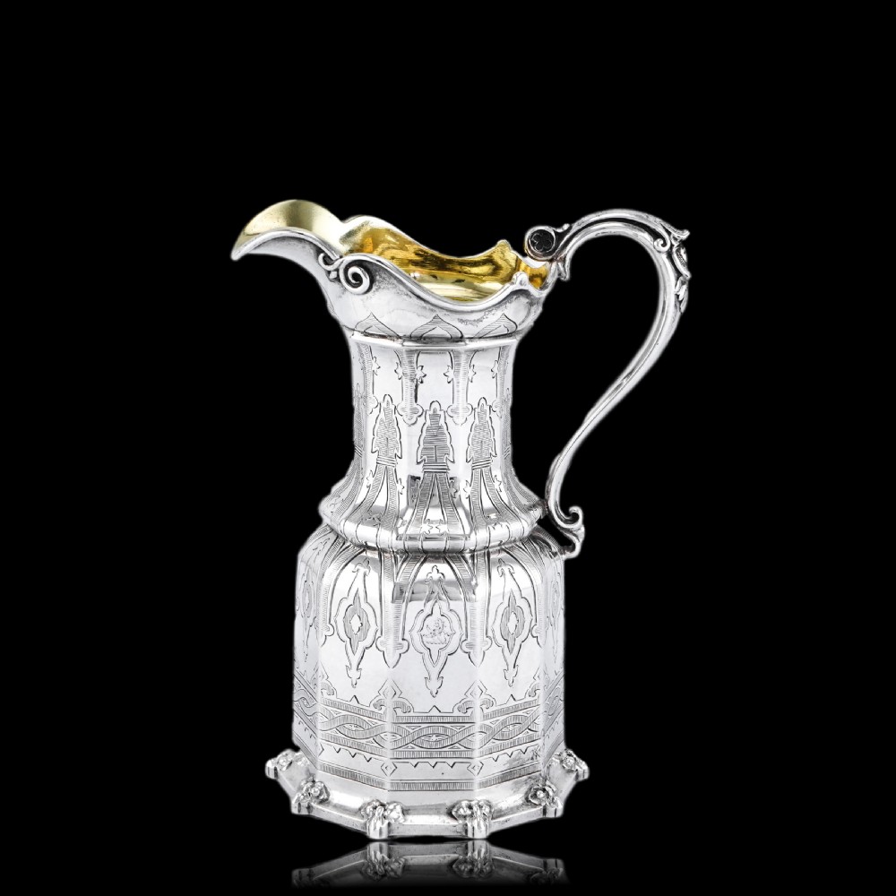 Rare Antique Solid Silver Victorian Tea Set, 3 Piece Gothic Design - Elkington 1853 View XIV