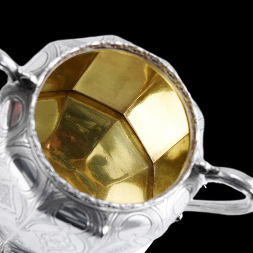 Rare Antique Solid Silver Victorian Tea Set, 3 Piece Gothic Design - Elkington 1853 View XVI