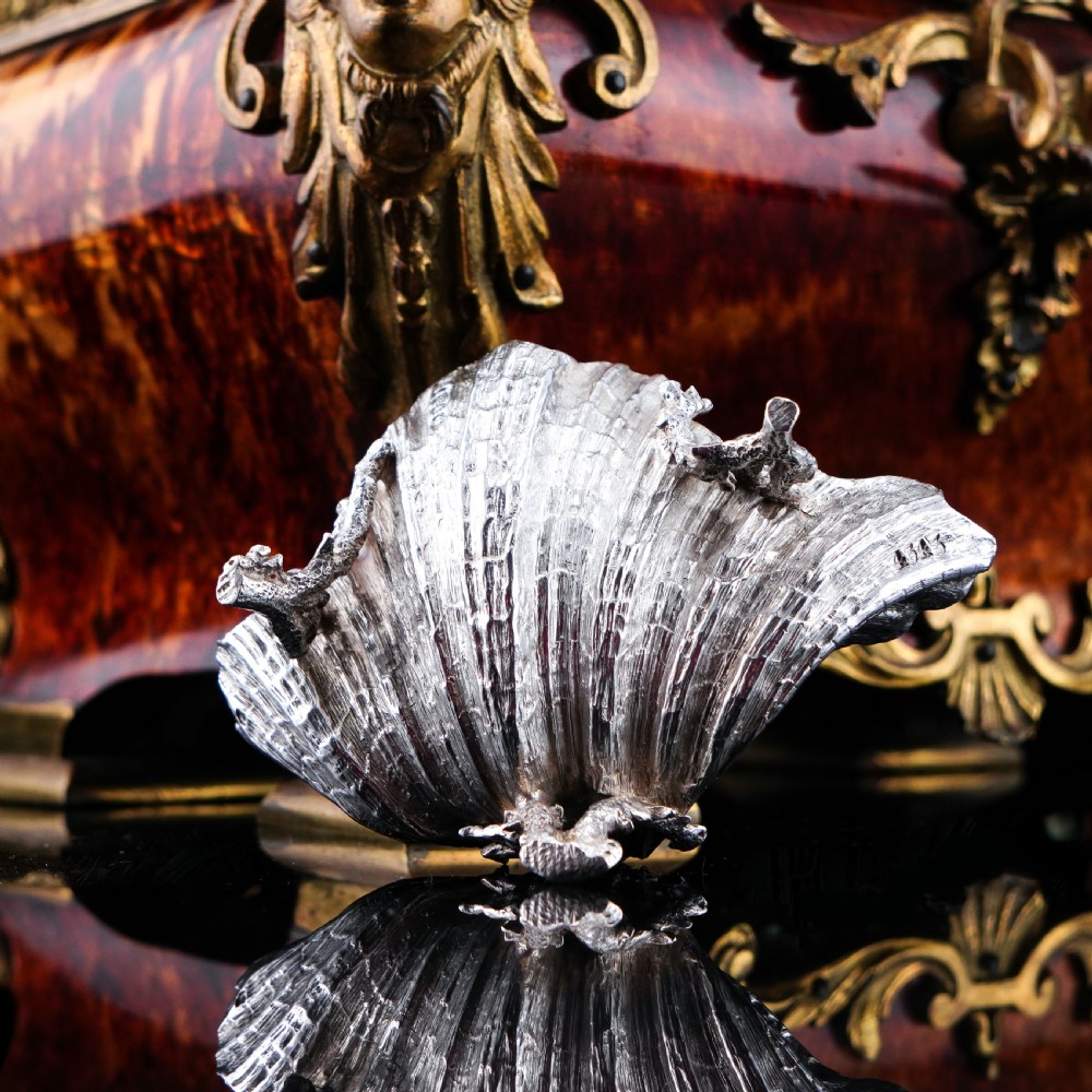  Antique Victorian Solid Silver Salt/Butter Dish, Cast Shell Giant Clam Design - Stephen Smith 1876 View III