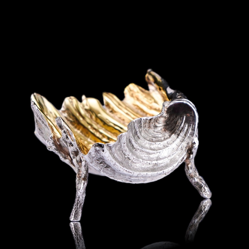  Antique Victorian Solid Silver Salt/Butter Dish, Cast Shell Giant Clam Design - Stephen Smith 1876 View XI