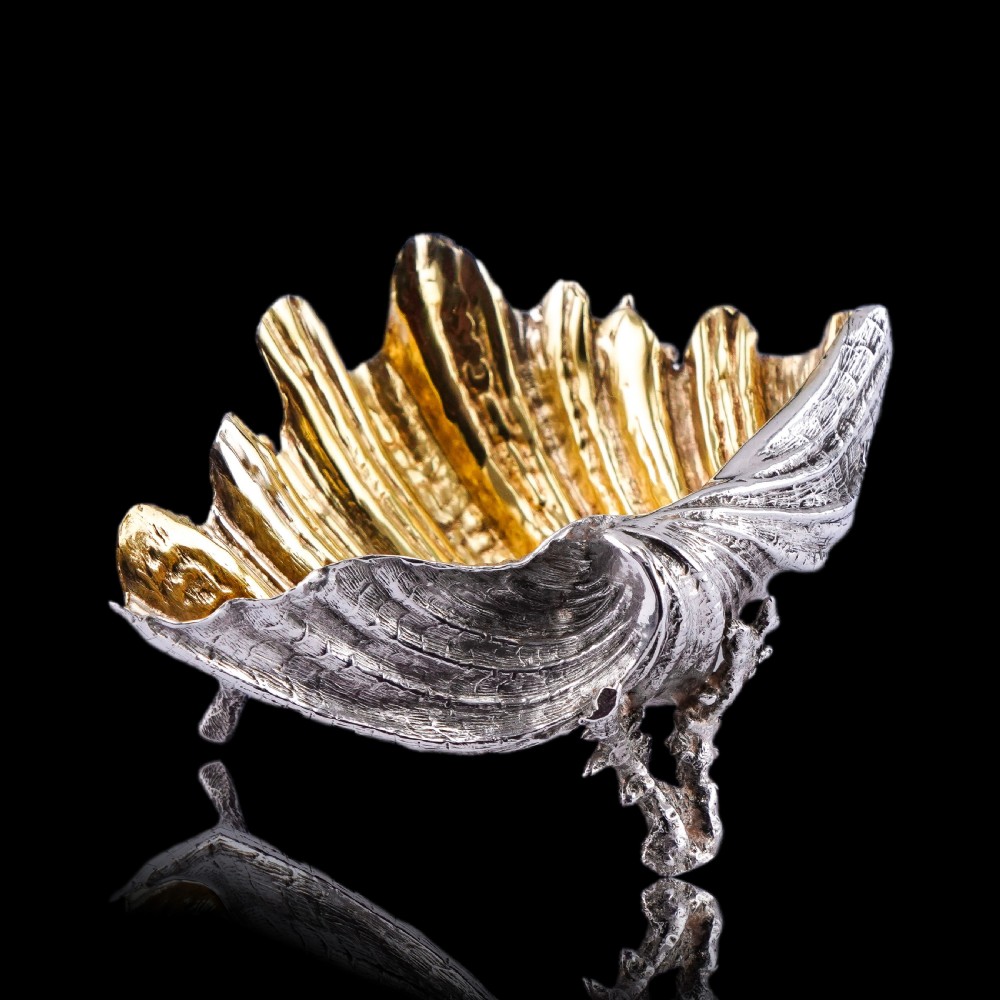  Antique Victorian Solid Silver Salt/Butter Dish, Cast Shell Giant Clam Design - Stephen Smith 1876 View XV