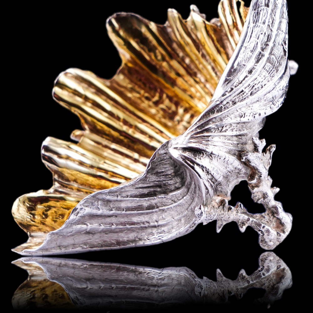  Antique Victorian Solid Silver Salt/Butter Dish, Cast Shell Giant Clam Design - Stephen Smith 1876 View XVI