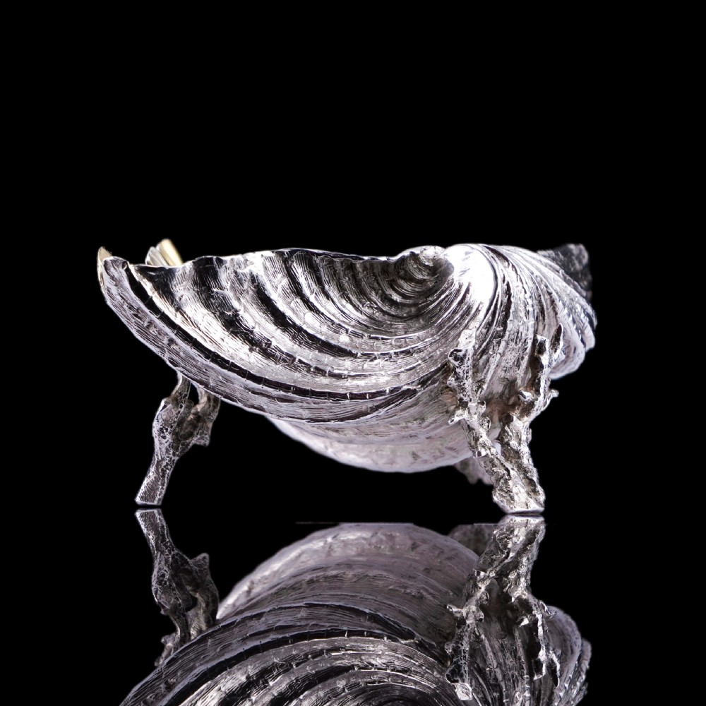  Antique Victorian Solid Silver Salt/Butter Dish, Cast Shell Giant Clam Design - Stephen Smith 1876 View XVIII